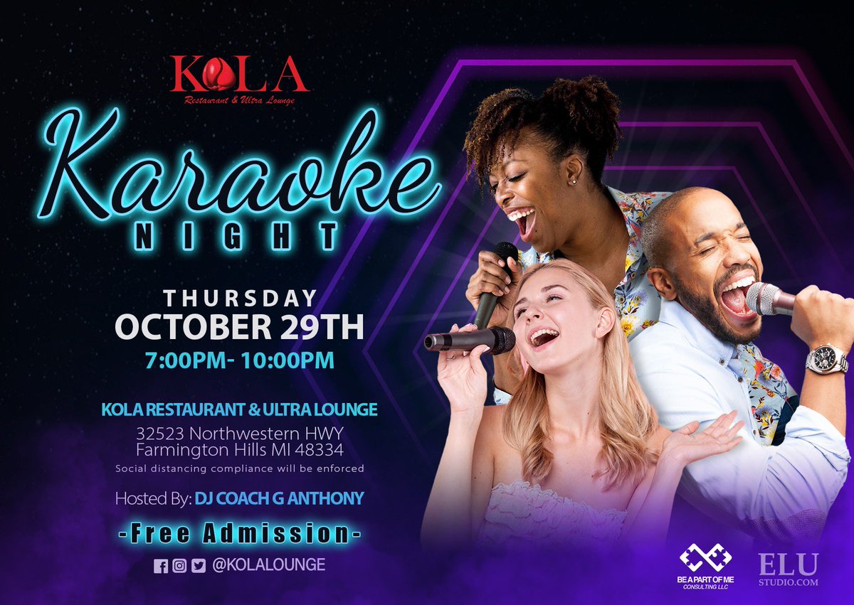 DJCoachG's tweet photo. Come join your boy before Halloween for Karaoke.  Put on your best costume, and act out your favorite video :) @ Kola Restaurant &amp; Ultra Lounge https://t.co/p6bDeTpYln