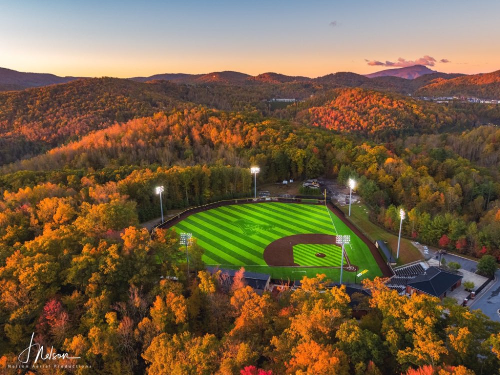 I used to think Appalachian State’s football stadium had a pretty incredible setting. Then I saw their baseball field.