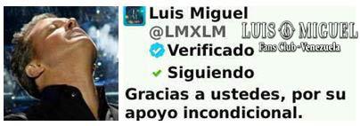 LMFCLUBVZLA's tweet photo. #RecordandoelAyer su agradecimiento por el logro impulsado por nosotros, en unidad LuisMiguelera mundial pro y por él #VerificacionTwitterLuisMiguel8años @LMXLM #ArtistadelSiglo #LuisMiguel #16Octubre 2012!! Momento histórico del cual muchos de Uds fueron partícipe!! Gracias!!!🔆 https://t.co/gKFIxpKlRV