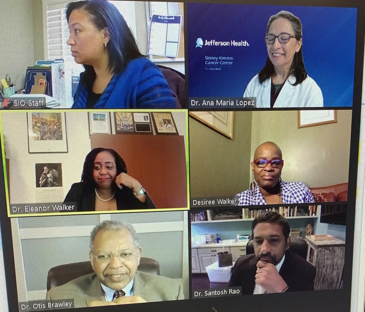 Together-virtually-sharing steps towards health equity! Great discussion! Thanks ⁦@OtisBrawley⁩ ⁦@santoshr74⁩ ⁦@MzDesNY⁩ Dr. Eleanor Walker #HealthEquity @integrativeoncology