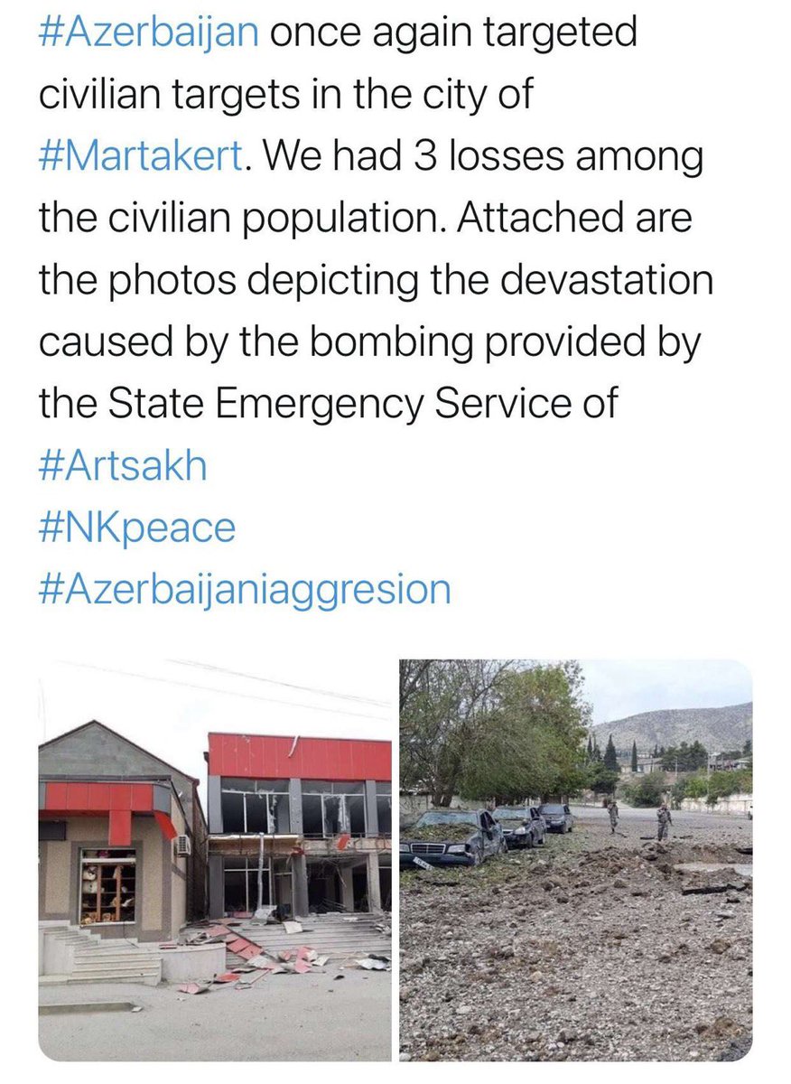eselchgitem's tweet photo. Azerbaijan are spreading lies! Terrorists are sent to ethnically cleanse Armenians to fulfill Erdogan’s fascist dream
#Azerbaijan has been attacking the innocent civilians &amp; children in Artsakh &amp; #Armenia

#ArmenianTerrorism #Ganja  #StopArmenianAggression 
#ArmeniaKillsCivilians https://t.co/sxGQWOAUjD