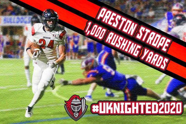 CHSFLRecruiting's tweet photo. ATTENTION KNIGHT NATION‼️
After his 200+ yards rushing tonight, RB @stropeee24 is over 1️⃣0️⃣0️⃣0️⃣ yards rushing on the season after only 6 GAMES!   
#WorkToWin https://t.co/ajyopoC5Sm