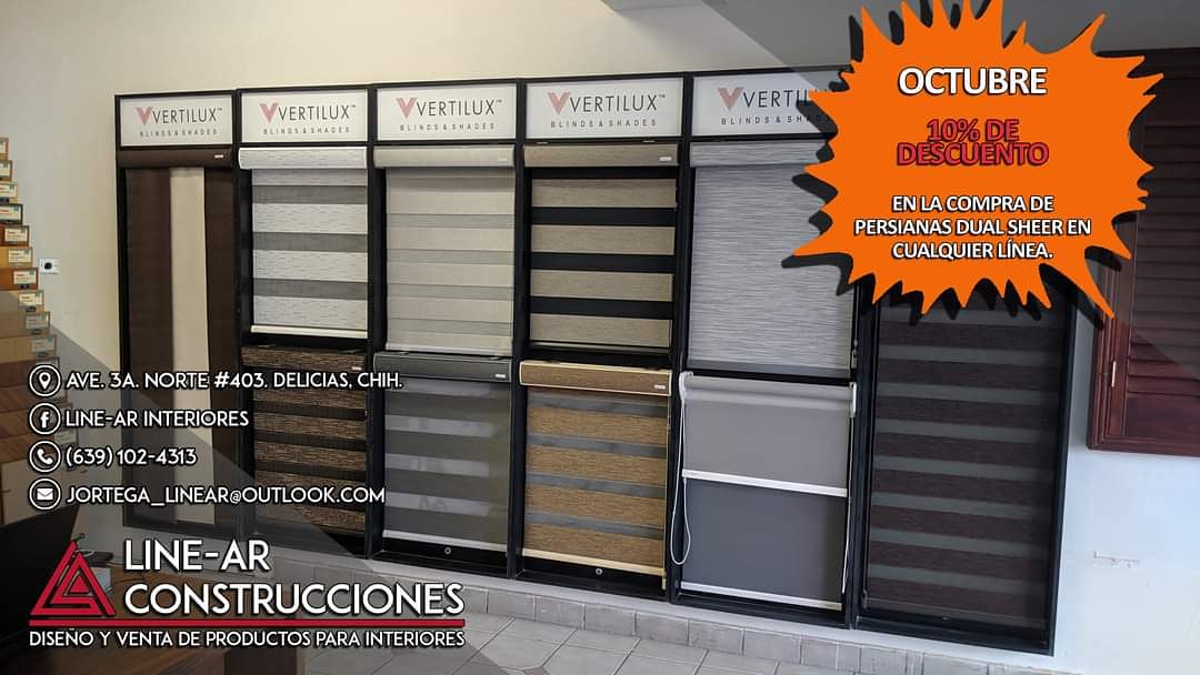 LINEARINTERIOR1's tweet image. Aprovecha este mes de Octubre para remodelar tu casa u oficina. 

Llévate un 10% de descuento en la compra de una persiana Dual Sheer marca VERTILUX en cualquiera de sus líneas.

Visítanos en Ave. 3a. Norte #403, Cd. Delicias, Chihuahua.

#vertilux #persiana #decoracion #oferta