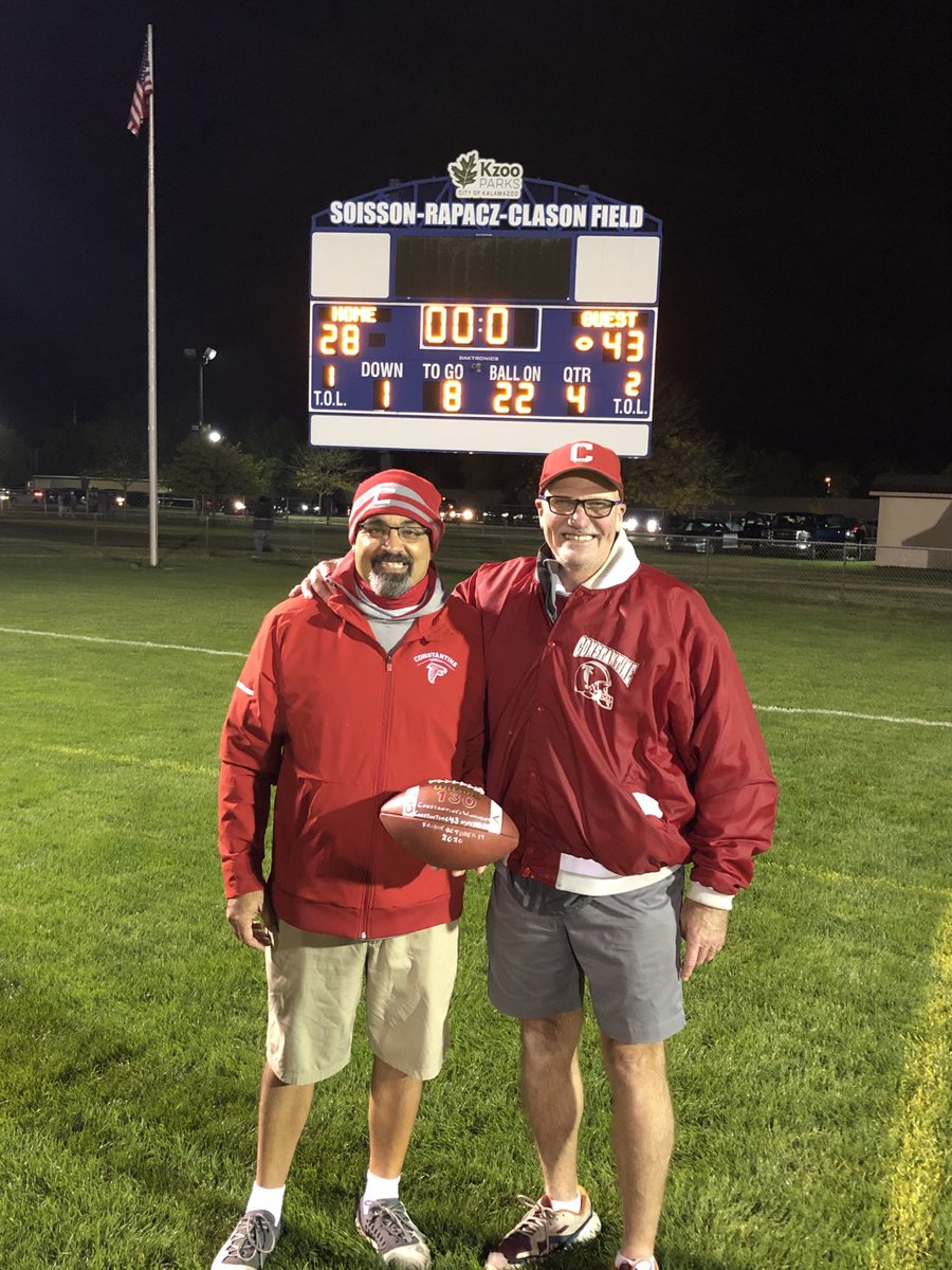 BwatsonSJ's tweet photo. Congratulations to Constantine coach Shawn Griffith on winning his 130th career game, which passes Tim Baker for most in school history. https://t.co/JQjJaT382s