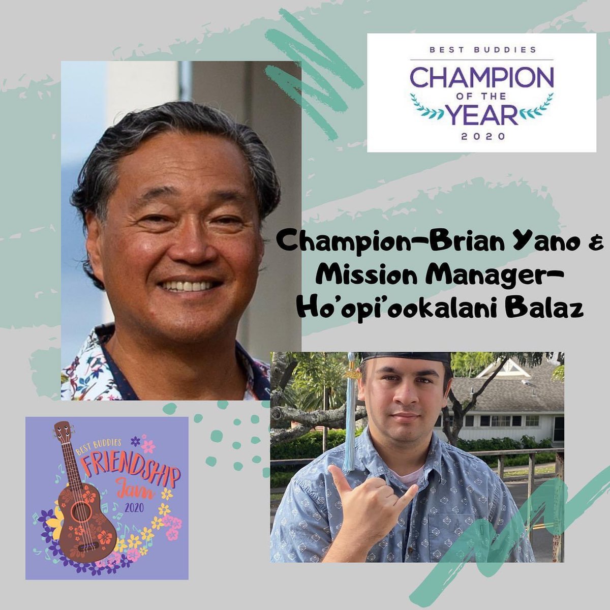 BestBuddiesHI's tweet photo. Let’s meet #2020Champion Brian Yano and #MissionManager Ho’opi’ookalani Balaz. Brian is General Manager for The Outlets of Maui and is a member of the Maui Advisory Board, while Ho’opi’o sits on the O’ahu Board. Support #TeamBrian at https://t.co/LqD8ssJ1n0!! #BBHI #inclusion https://t.co/vlDi6Hcfar