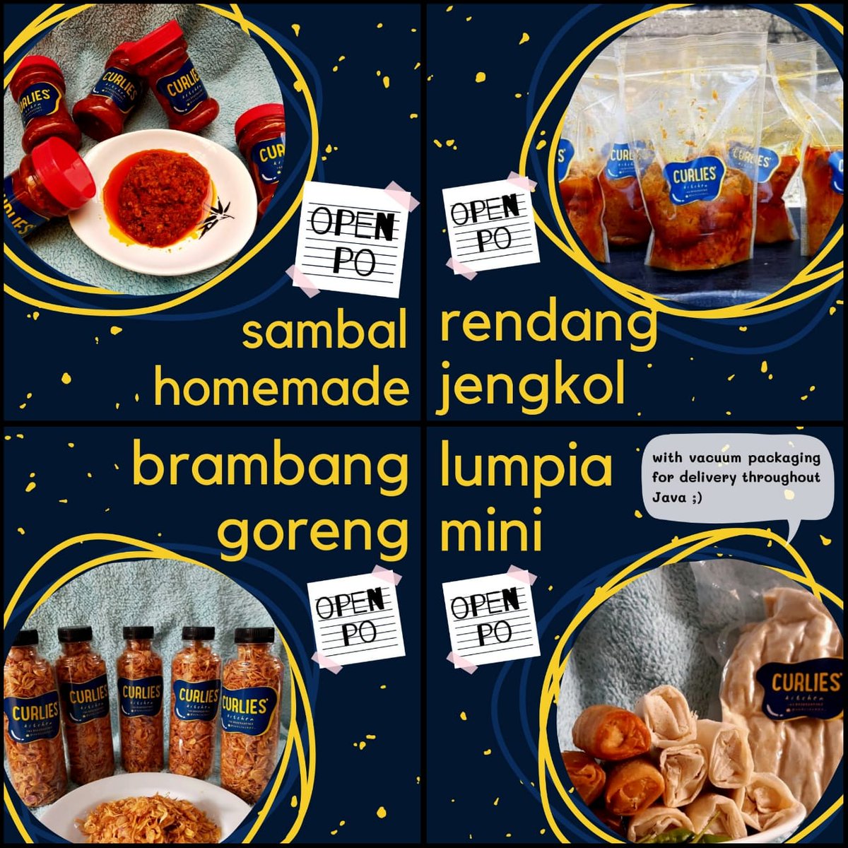 tiatioo's tweet photo. Numpang promo nggih 🥰

〰️OPEN PO〰️

🔸️ BRAMBANG GORENG
🔸️ Sambal Terasi ORIGINAL / TERI / PETE / CUMI ASIN
🔸️ Sambal Bawang Homemade ORIGINAL, PETE, TERI
🔸️ lumpia basah rebung MINI FROZEN
🔸️ RENDANG JENGKOL

semua NON MSG, TANPA PENGAWET 💕

Silahkan PM jika minat😊😊 https://t.co/VGDmihu5Tn