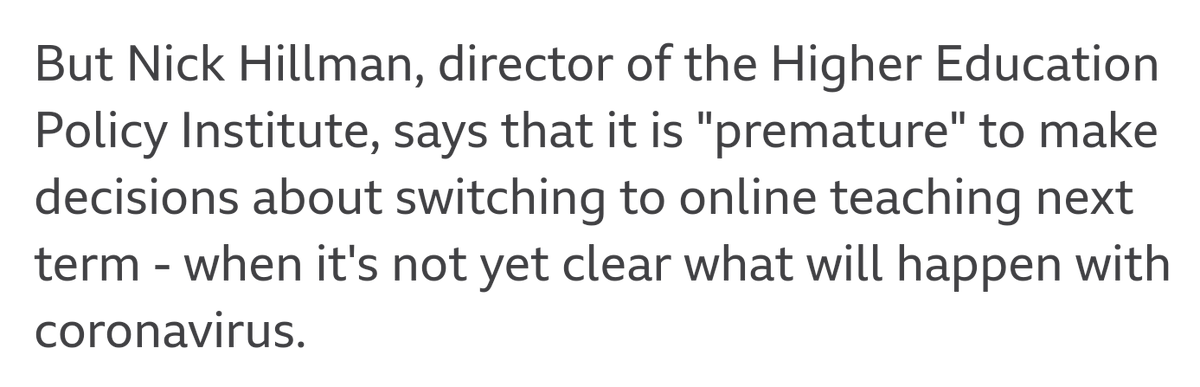 I think this view is a real problem. The two universities I know that decided to move to s much online as possible early in May/June are calmer, staff happier, everything smoother on O&M, decisions easier etc.