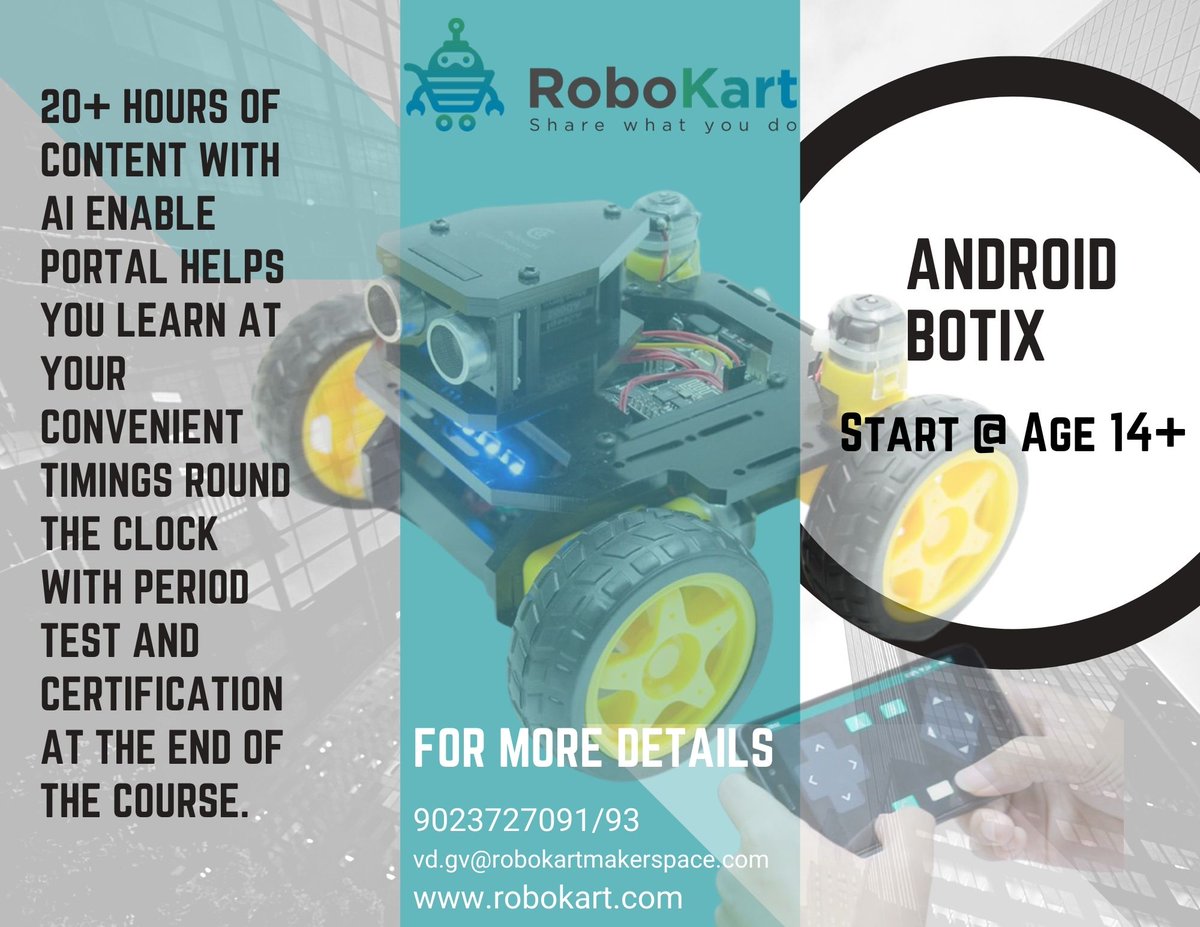 RobokartV's tweet image. Contact for more details:
9023727091/93
vd.gv@robokartmakerspace.com
robokart.com

#robokart #android #robots #smartkids #lockdownactivity #coding #drone #smarteducation #futureeducation #knowledgeeducation #kidseducation #online
