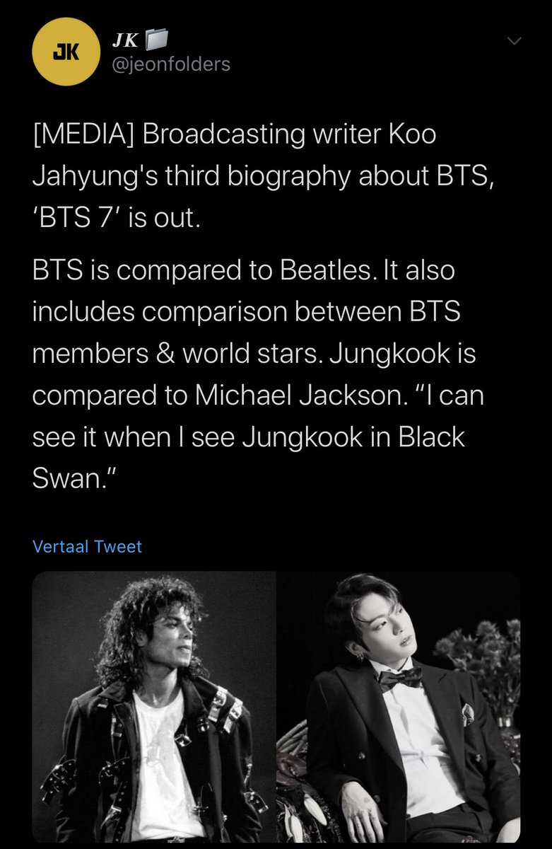 Especially after Dynamite but also generally speaking, Jungkook earned himself the nickname ‘Jungkook Jackson’, being referred to ‘as good as Michael Jackson’, by music critic Gu Jahyung. https://n.news.naver.com/article/022/0003462190