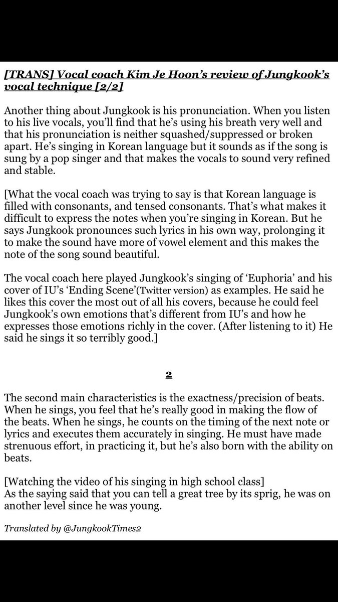 Numerous vocal coaches have often expressed their high praises with regards to Jungkook. Whether it be towards his versatility, vocal abilities of his voice in general that makes him liked so much.