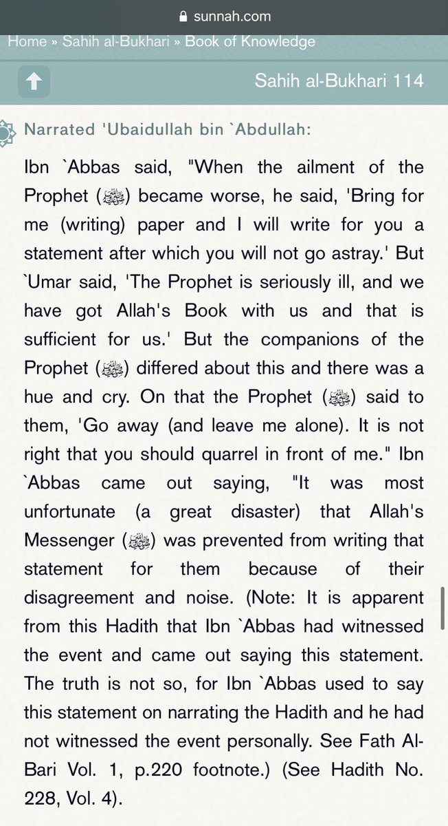 SayedModarresi's tweet photo. The Prophet was insulted countless times by the pagans &amp; idolators.. but no insult was more vulgar or more consequential than being called “delirious”. That word altered the course of history and caused unfathomable deviation, death, &amp; destruction. Bukhari narrates the calamity: https://t.co/1gdOv7Nsy2
