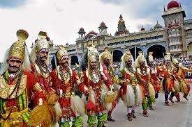 6. In Karnataka, Navratri is referred to as Dasara. Yakshagana, a night-long dance in the form of epic dramas from puranas are enacted during the nine nights of Navratri. The Mysore Dussehra is celebrated with grand processions on the streets carrying Goddess Chamundi.
