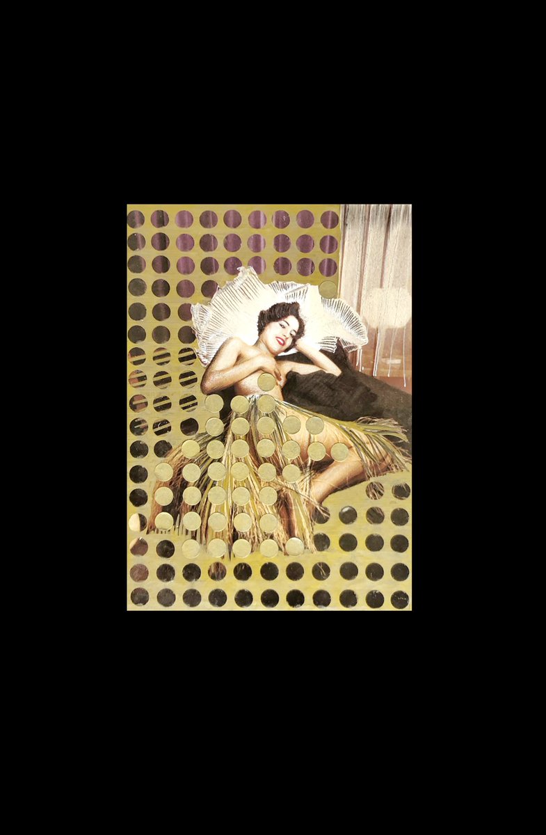 VEDO NON VEDO
Autumn 2020  OCCO®️
Collage e tecnica mista su carta patinata
(Marcatore metallico oro + matita bianca + carboncino)
su cartoncino nero

Frammento tratto da :
Ritratto senza titolo | 1956/63 | Carlo Mollino

Dimensioni:
Lordo 40,5 x 29,7 cm 
Netto 22 x 16 cm