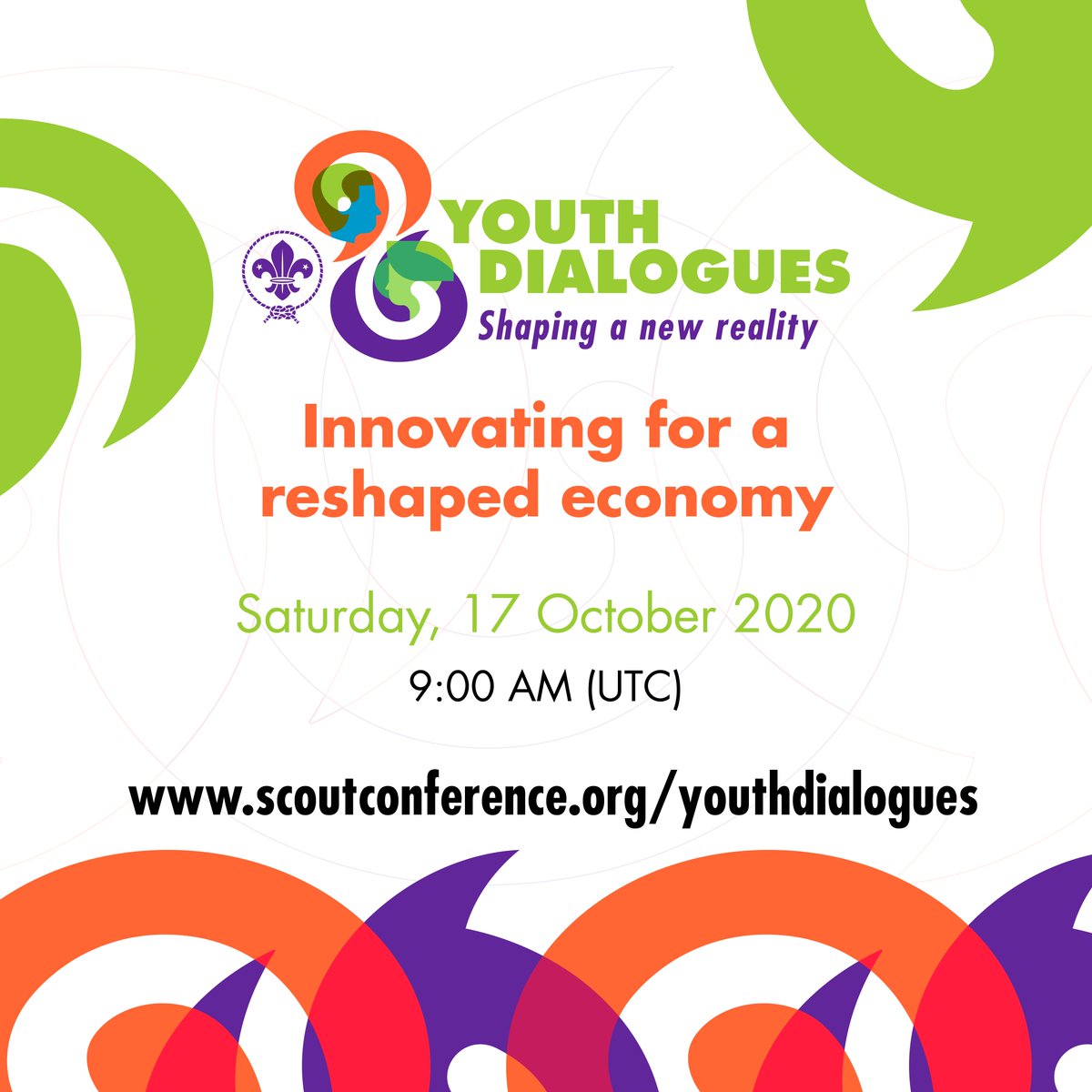 🗣Happening today!🗣 Aged 18-26? Join #YouthDialogues to brainstorm ways to innovate for economic recovery. We need your voice! 💪💬

👉There's still time to register at scoutconference.org/youthdialogues

Sessions available in English, French, Arabic, Spanish &amp; Russian. #JOTAJOTI #Scouts