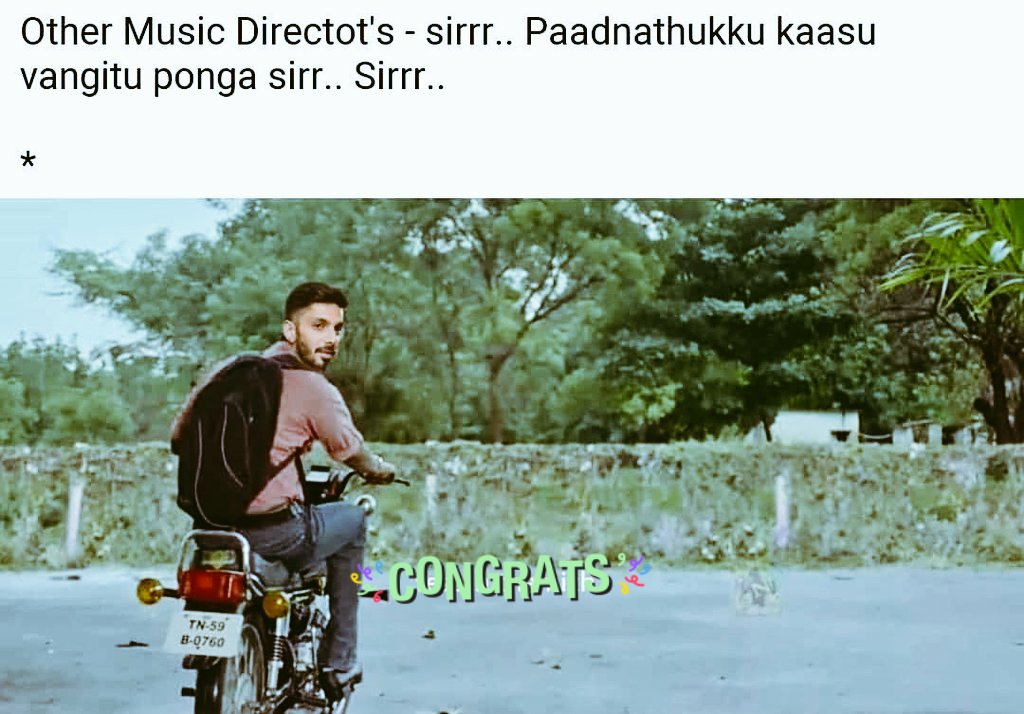 Anand_M1027's tweet photo. @anirudhofficial @thisisysr @immancomposer @arrahman @vijayantony Really? https://t.co/QLrg0r7RwO