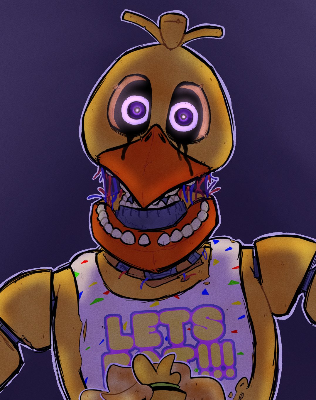 Bunnii🏳️‍🌈 on X: [TW Some blood] . . . Ba-dump, Withered Chica