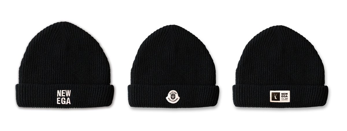 エガちゃんねる 激レア NEW EGA 黒 ニット帽 さらに❗ 好評だったキャップの 秋冬バージョンでニット帽を 作りまし