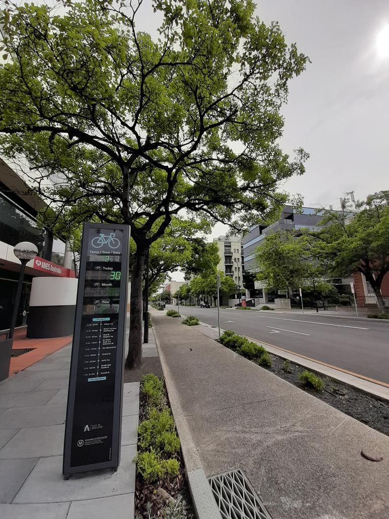 Adelaide's bike lanes are so nice & well laid out I wanna cry. No cycling in gutters, no competition with pedestrians, laidout alongside dedicated bus lanes. Good transitions.