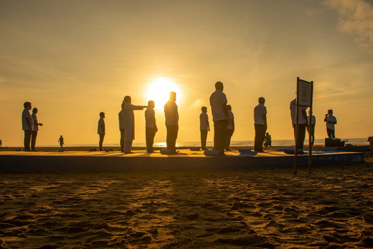 subratchhatoi's tweet photo. After the success of #MoBeach campaign, Directorate of AYUSH, @HFWOdisha in collaboration with Beach Management Committee has started a pilot project #MoBeachYoga at #Puri beach on October 17-18 at 6:30 AM to keep people fit and healthy during the time of #COVID19Pandemic. https://t.co/FacPNn4EPL