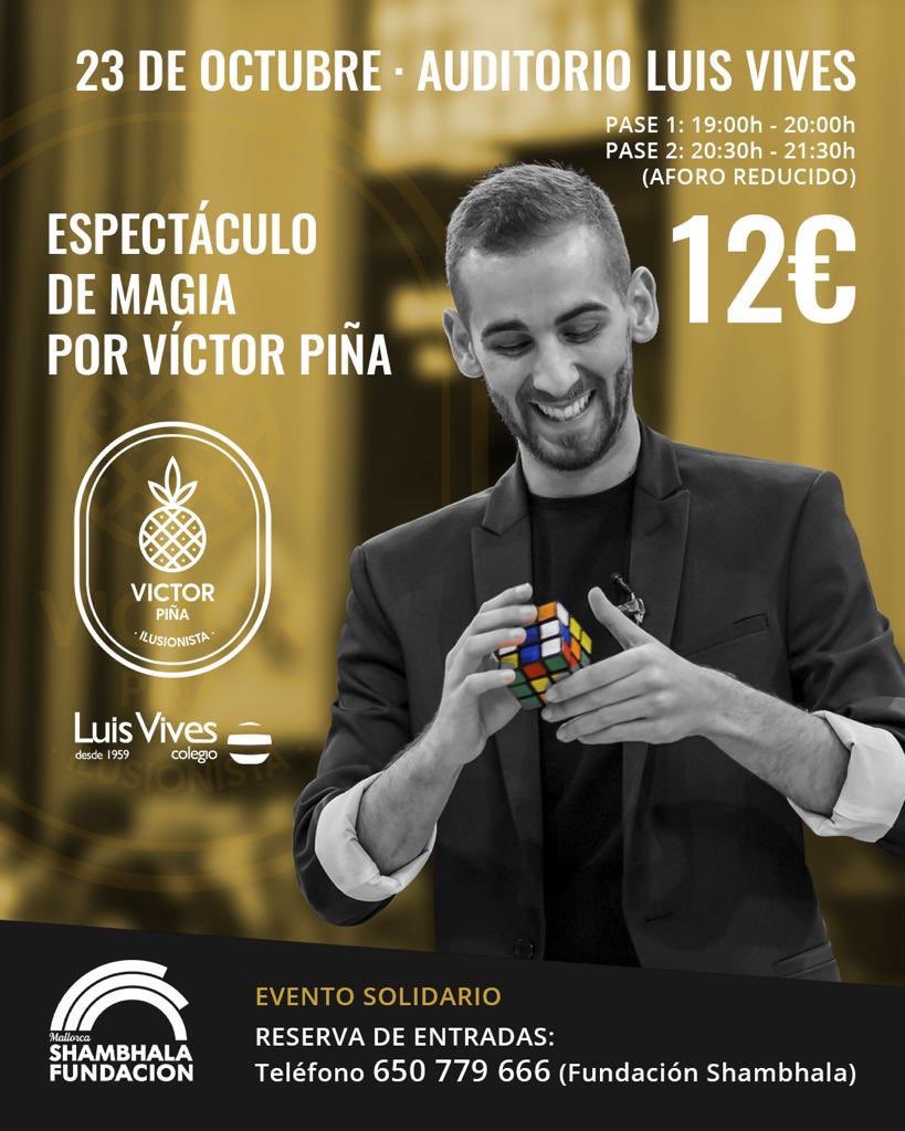 Evento solidario organizado por la Fundación Shambhala en nuestro salón de actos. Reserva de entradas en el 650779666 o en la secretaría del Colegio Luis Vives. ¡Ayuda a alumnos/as sin recursos a poder seguir estudiando!