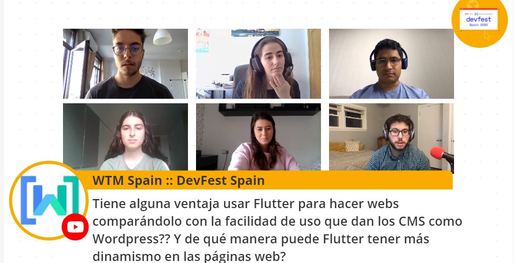 WTMSpain's tweet photo. #DevFestSpain Panel de Q&A con @Tohure_ @noeliarico_ @BlancaHuergo @jcocaramos
🔴https://t.co/tgsDKgjMrK
#WomenTechmakers #DevFest2020 #GDGFun #GDGs #DevFest @GDG_ES https://t.co/rv0yK2uvyw