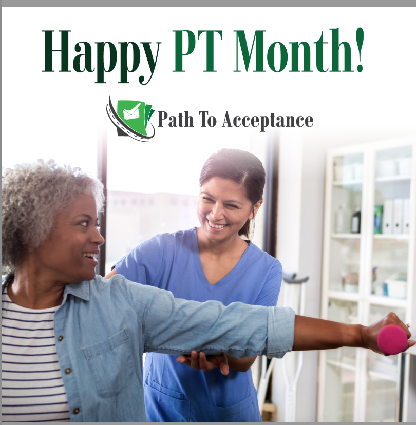 path2acceptance's tweet photo. Physical Therapists are essential! October is National PT month.  Take the time to thank a physical therapist this month.  #ptmonth #Physicaltherapy #PTschool #PT https://t.co/2Q9NY1eHnL