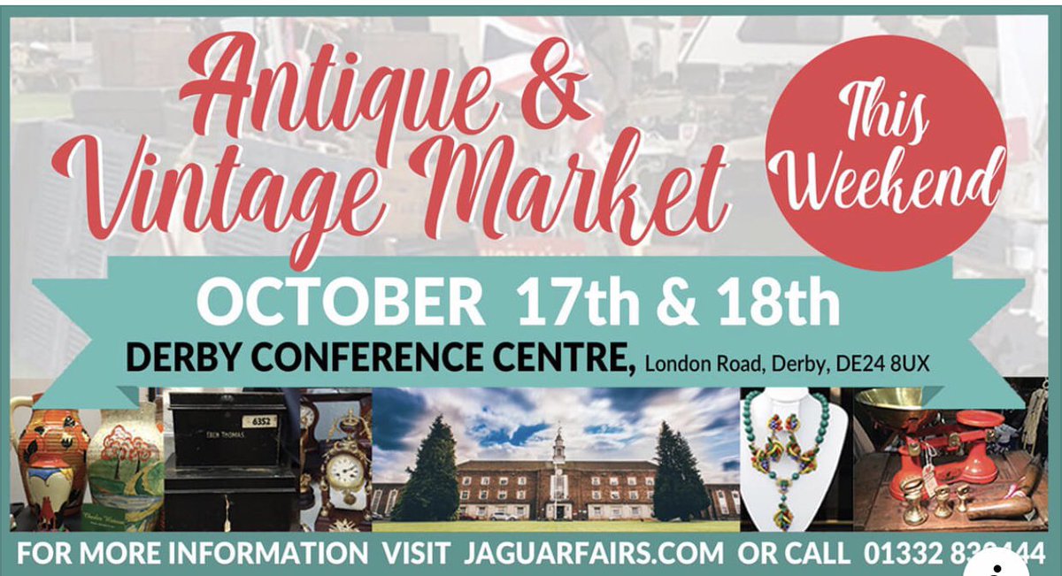 THIS WEEKEND ... Antique &amp; Vintage Market <a href="/ConferenceDerby/">Derby Conference Centre</a> open today until 5pm &amp; tomorrow 9am-4pm ⭐️ @AntiqVintgTrail <a href="/antiques_atlas/">Antiques Atlas</a>