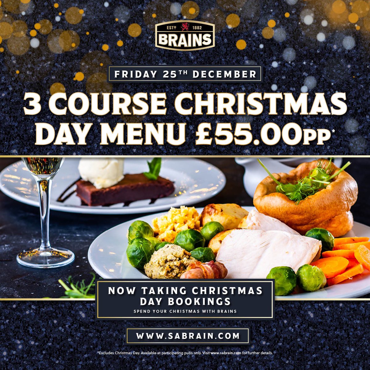 🎄✨We are now taking Christmas bookings!✨🎄 

👩🏼‍🍳Why not leave us do the cooking on Christmas Day?👨🏽‍🍳 

3 courses for £55.00 per person.
£10 deposit is required on booking.

#brainschristmas #christmasday #brainsbest #swansearestaurants