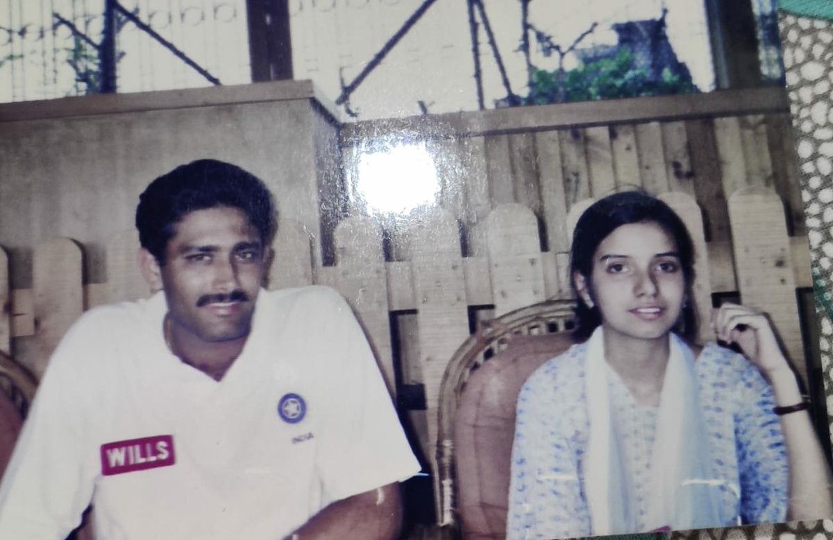get published. He smiled & asked us to wait. He came back with two tickets for the next day's match & said we could interview him after that. We went back home in a haze. It was a dream. Thank you, Anil Kumble for not brushing us off and being so nice. Here is my photo from then