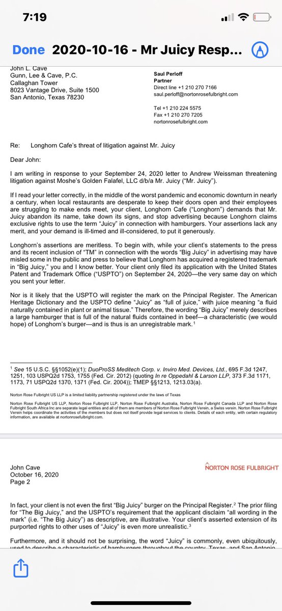 AKWeissman's tweet photo. Our friends over at longhorn cafe have pushed this frivolous lawsuit to the next level. Here in its entirety is my attorneys response. https://t.co/Qoy15VlCTN