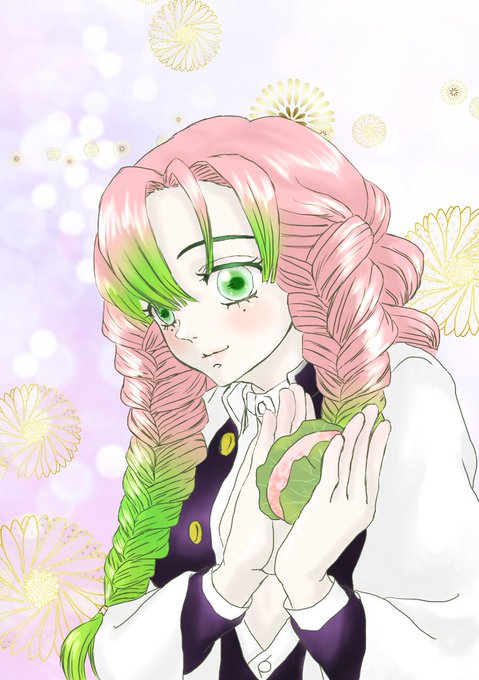 chococoさんがTwitterに投稿した甘露寺蜜璃(鬼滅の刃)のイラスト。