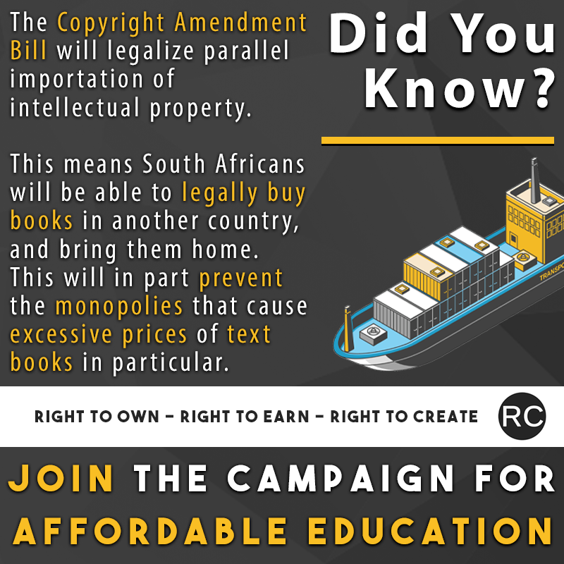 SaRecreate's tweet photo. a BIG part of why we pay so much more for text books is because of monopolies. legalising parallel importation BREAKS that monopoly and allows us to buy from cheaper sources. #Booksforall #Savethebills #DecoloniseCopyright #FairUseNOW https://t.co/xtbCm2JZqM