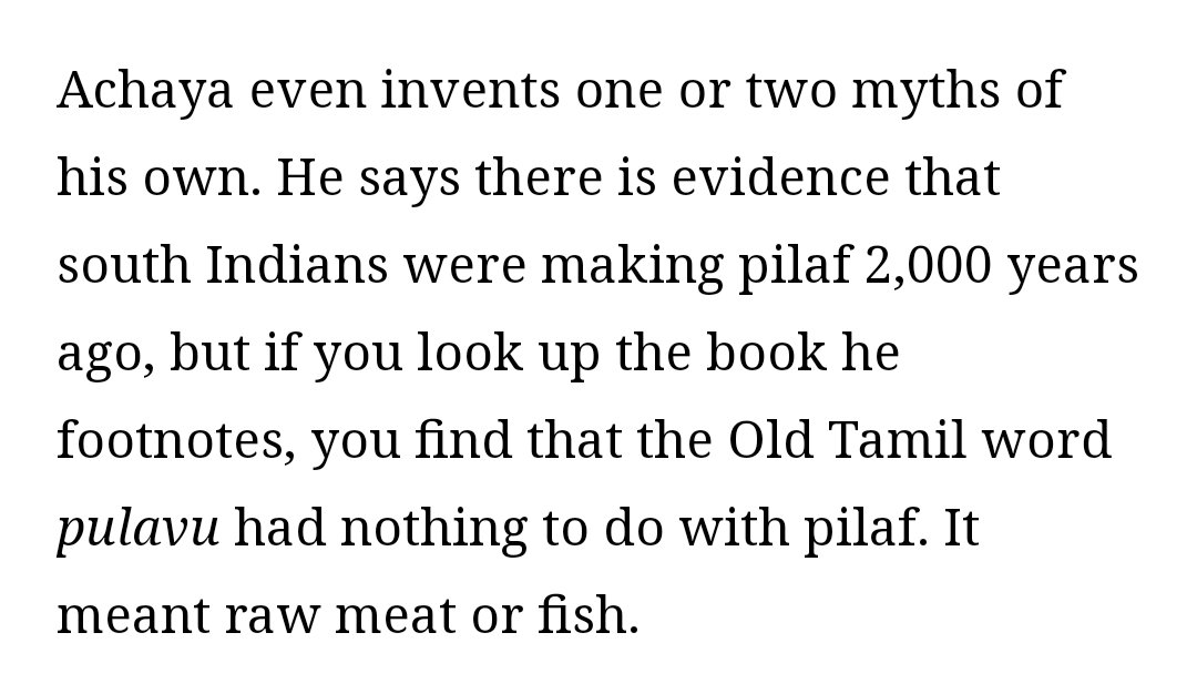 5/9In his book titled "Indian Food, A Historical Companion," Achaya claims that pulao finds a mention in Yajnavalkya Smriti, a Sanskrit text from around 400AD. Problem is, Achaya's reliability. Here's a critique shedding him to smithereens. https://www.latimes.com/archives/la-xpm-1994-12-15-fo-9100-story.html