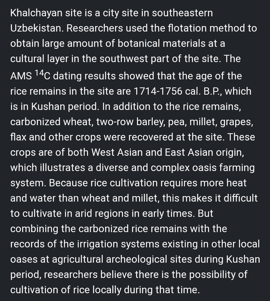 8/9So Indology claims ancient Hindus were coming biryani because rice doesn't grow in the original Mughal homeland. Okay, that'd be Uzbekistan. Well, the region has known rice since at least 400AD. Babur came to India in 1505.  https://phys.org/news/2020-05-ancient-cultivated-rice-central-asia.html