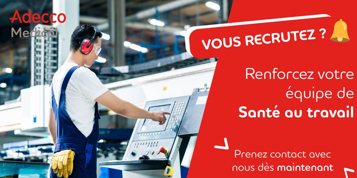 AdeccoMedical's tweet photo. [ #Recrutement 🔔 ] - Infirmier.e de santé au #travail, #DIUST, #médecin du travail, secrétaire #médicale …. Plus que jamais nous vous aidons pour garantir la sécurité et la santé de vos collaborateurs ! Contactez-nous dès maintenant ▶️ https://t.co/T7F9oGXjPT ◀️ https://t.co/RdLHrQRQC8
