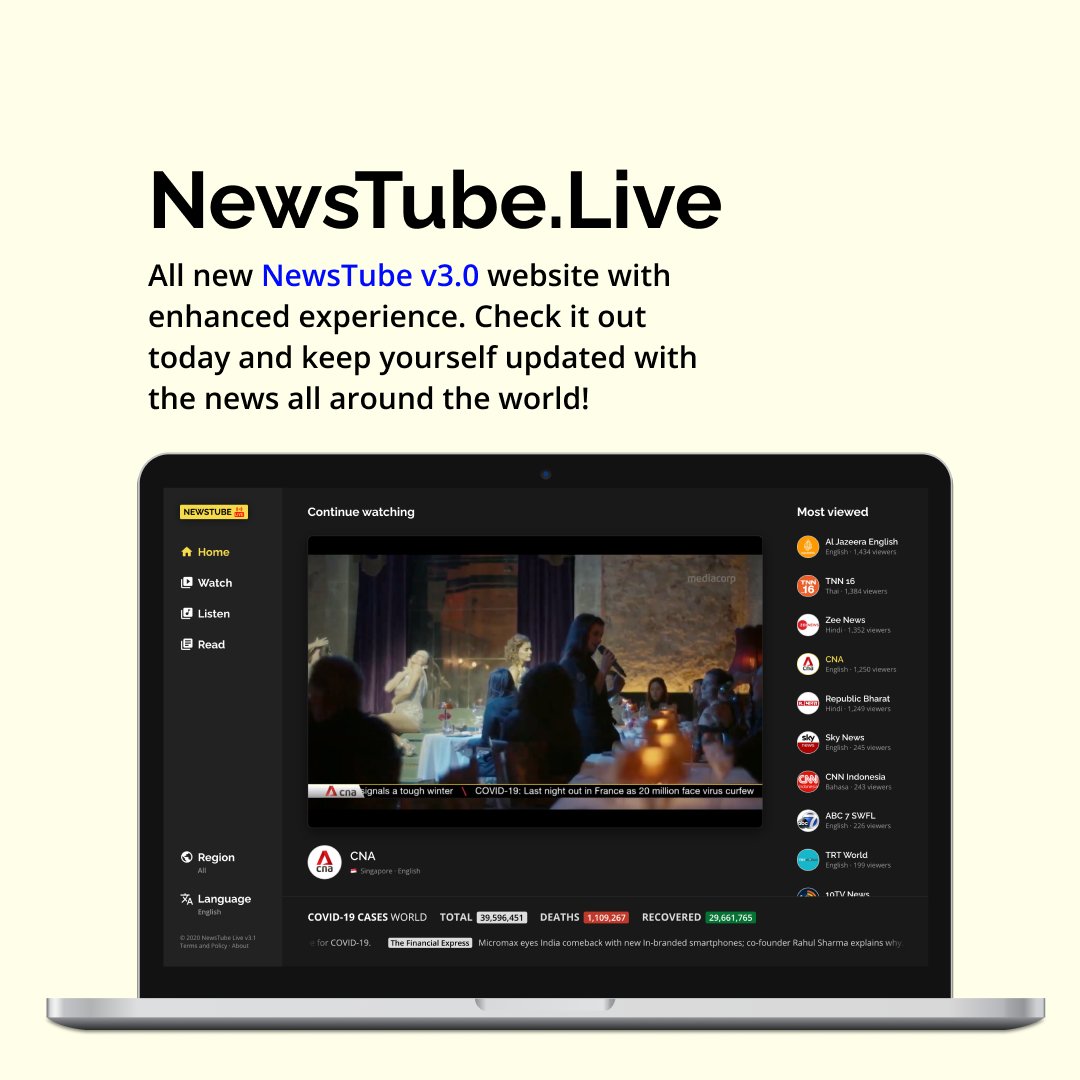 newstube_live's tweet photo. Excited to launch https://t.co/p8IUyy3wcz version 3.0. We've significantly enhanced the experience. Go ahead, check it out and keep yourself updated with the news around the world!

#news #breakingnews #livenews #live #stream #topnews #newschannel #newsbroadcast  #latestnews https://t.co/rGEDV1AQem