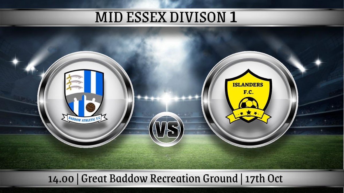 ⚽️⚽️ GAME DAY ⚽️⚽️

🆚 <a href="/BaddowAFC/">Baddow Athletic F.C</a> 

📅 Saturday 17th October

🏆 Mid Essex League Game 

⌚️ 14:00 KO

📍 Baddow Road, Chelmsford, Essex, CM2 9RB