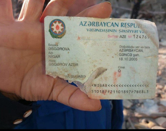 Y0ungMuslims's tweet photo. Young Niger Asgarova's identity card was found among the wrecks. Tomorrow (October 18) was his birthday... 

#ArmenianTerrorism https://t.co/zduLtlJqlI