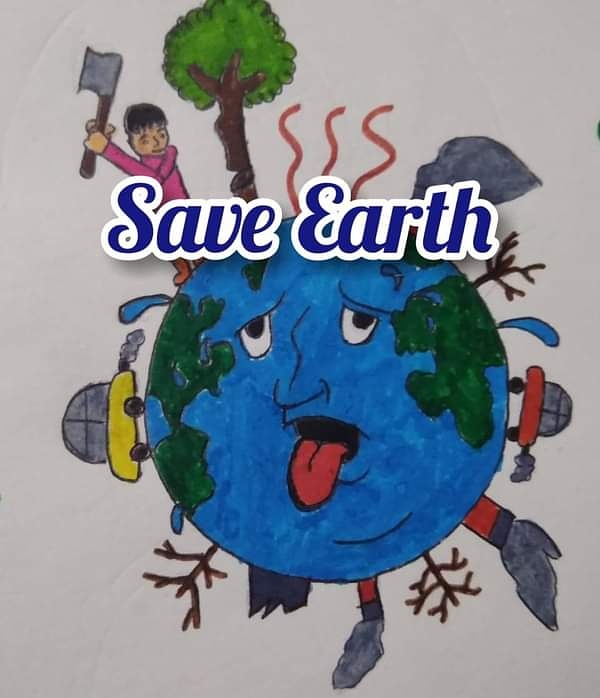 Save the Earth poster by a child Stock Photo - Alamy-saigonsouth.com.vn