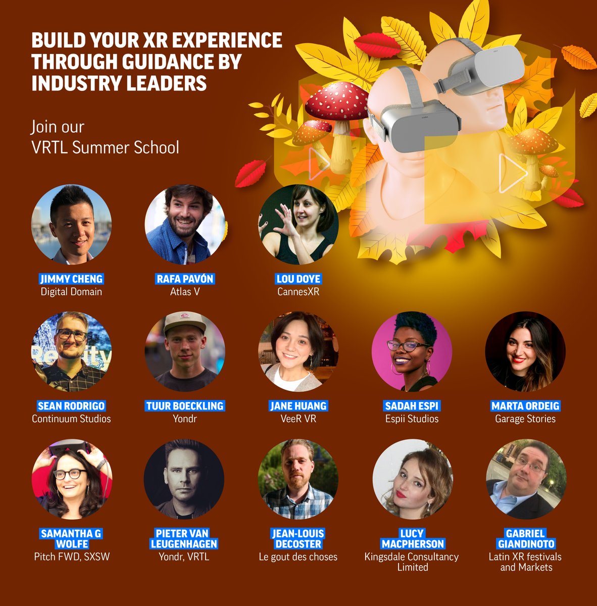 Meet our instructors &amp; mentors for our next upcoming course: VR Storytelling for Creatives, Marketeers &amp; Filmmakers. 

More info about our course via the following link: hubs.ly/H0y3-xf0

#VRStorytelling #OnlineCourse