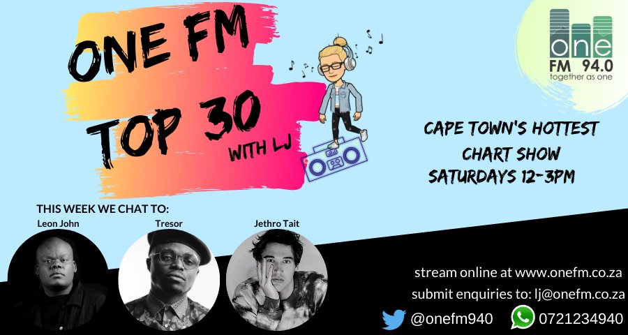 Coming up from 12-3pm on The Top 30 with @leoranatesLJ we catch up with <a href="/theleonjohn/">Leon John</a> <a href="/tresorofficial/">TRESOR RIZIKI</a> <a href="/JethroTaitMusic/">Jethro Tait</a> and bring you the hottest hits of the week!