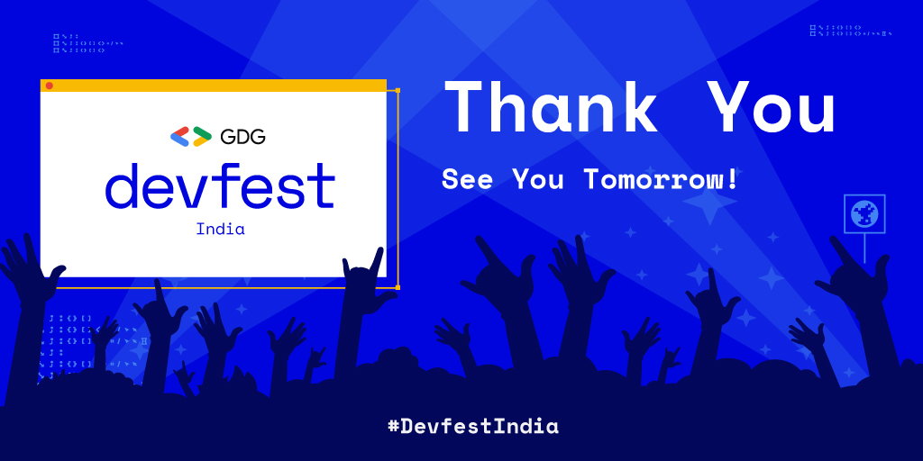GDGIndia's tweet photo. A big thanks everyone who were the part of #DevFestIndia today 🫂🙏

We loved interacting with you at the Code Concert : DevFest India. What about you?

If you missed the sessions😌, check them out at ➡️ https://t.co/BZZhrpatlV

#DevFest #YouCanBeAnArtist https://t.co/whJvjrsjVp