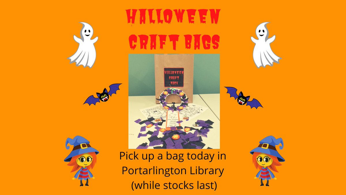 LaoisLibraries's tweet photo. Normally at this time of year Portarlington Library would be busy with lots of little crafters. Even in these strange times we want you to keep being creative so we have made up some craft packs for you to take away 😊. Drop by &amp;pick 1 up while stocks last👻 #librariesireland https://t.co/BylET5IO3d