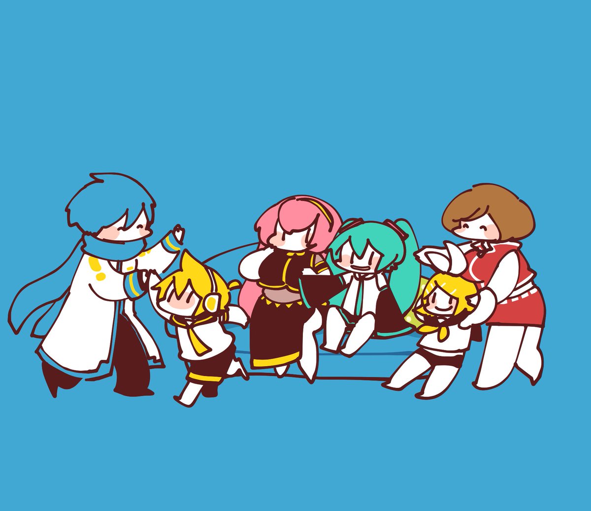「ソファとミクさんとリンレンルカメイコ姉とカイト兄さん٩( ¨̮ )۶ 」袁のイラスト 「ソファとミクさんとリンレンルカメイコ姉とカイト兄さん٩( ¨̮ )۶ 」袁のイラスト