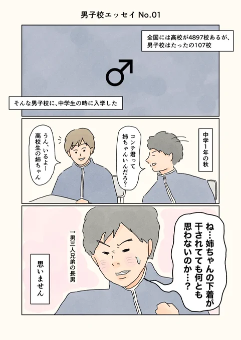 男子校エッセイの再放送(第二弾)
今回は「パワーフレーズ」でまとめました。

来週は男子校の新作描きます〜!

#コルクラボマンガ専科
#エッセイ漫画 #男子校
#漫画が読めるハッシュタグ 