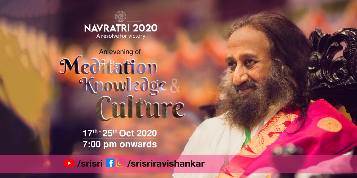 Join the Navratri festivities starting tonight.
Soak in the Knowledge, Meditate with Gurudev @SriSri & Celebrate with the Cultural performances.
7 pm to 9 pm IST. Live on Gurudev social media handles
https://t.co/WUXHKQEHuZ https://t.co/u2vXMt4cGN