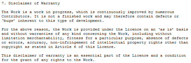 9/ Disclaimer of warranty. On one hand, this is a standard section, on the other hand I love the language here. If you just read one of my screencaps make it this one.