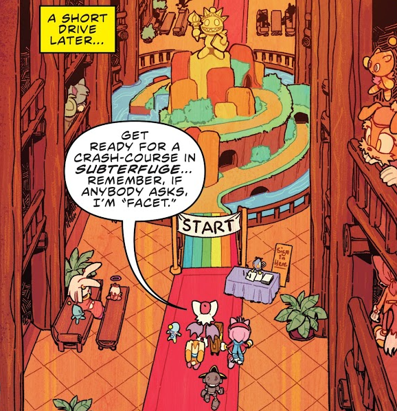 I really like how #IDWSonic is expanding Sonic's World and giving a bit of life. What was merely a few buildings in #Sonic 4's WhitePark, left to the imagination of the player to guess what was going on in the back, is fleshed out in the comic to be mobian hotels/logcabins. Neat!