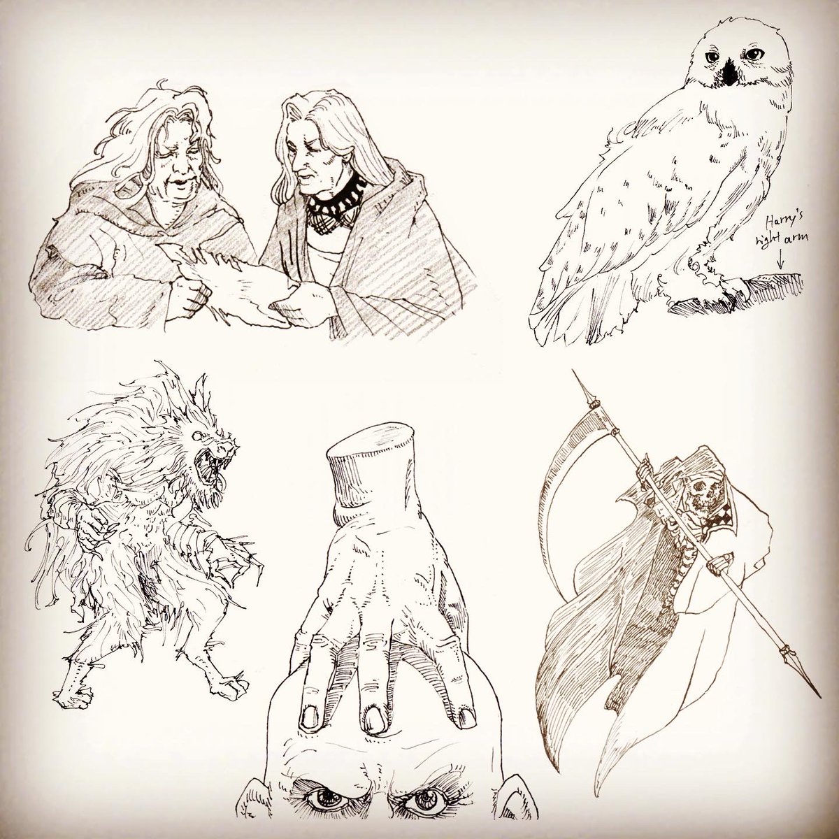 FutoshiSasaki's tweet photo. Halloween 15min drawings part 3
🎃🎃🎃🎃🎃
#toshisketch #inktober #inktober2020 #halloween #witch #owl #warewolf #hand #skull #skeleton #death #tacticsogre #palaceofthedead #harrypotter #hedwig #adamsfamily #thing #halloweenart https://t.co/aWw64BlqBS