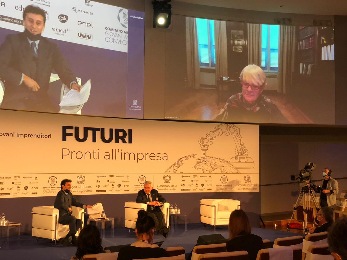 WeGiSud's tweet photo. Tavola rotonda “Lavorare per crescere” a #Futuri2020 con Maurizio Stirpe VP di @Confindustria e Annamaria Furlan Segretaria @CislNazionale.

#17ottobre https://t.co/NIIrQVirO8